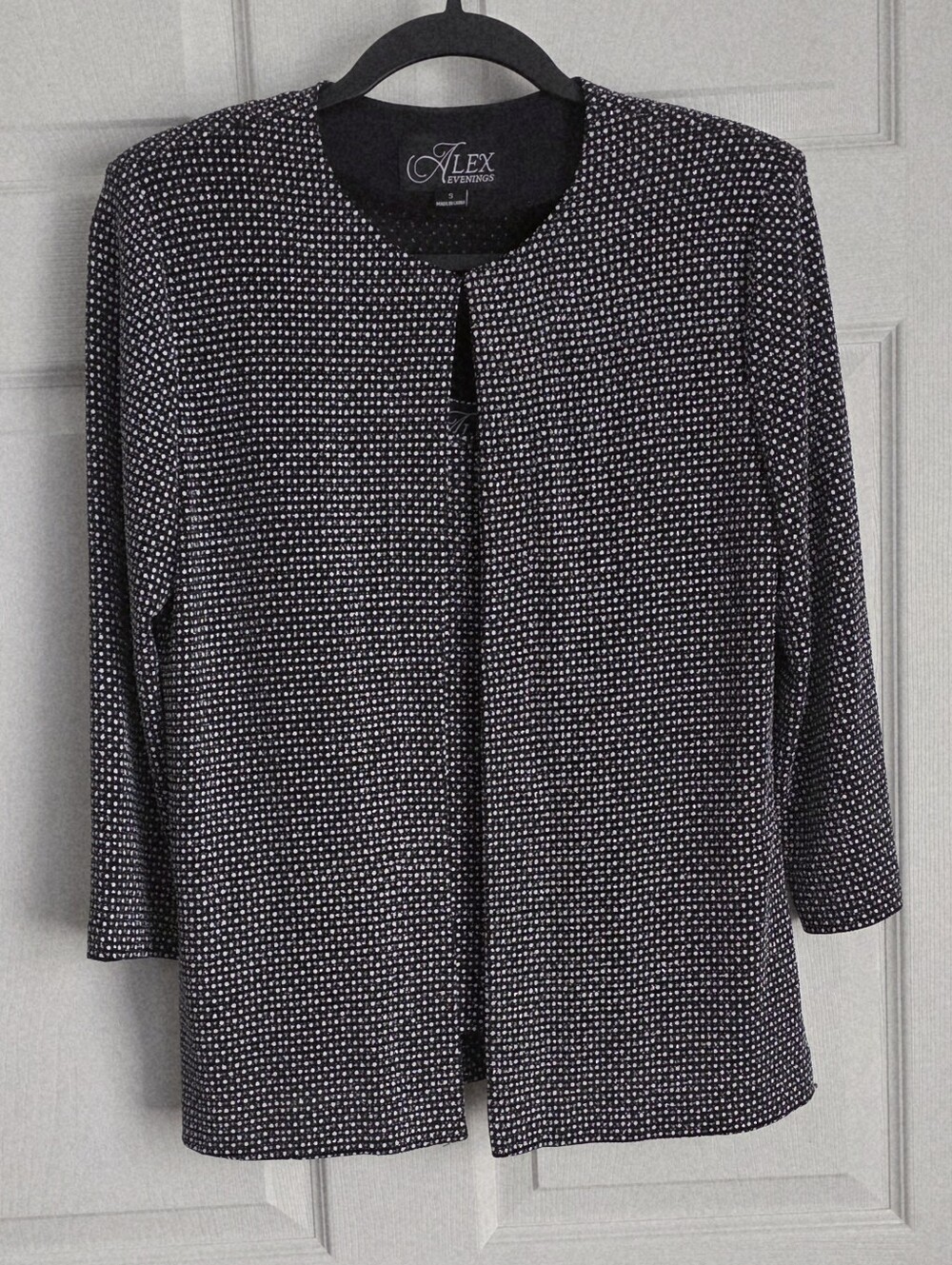 Alex Evenings Glitter Knit Twinset Metallic Dot Jacket & Tank Set Small
